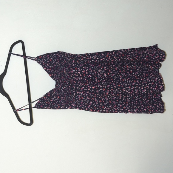 Mossimo Blue Floral Sundress with Smocking, Front Tie Junior Women's Size XS - Picture 2 of 4